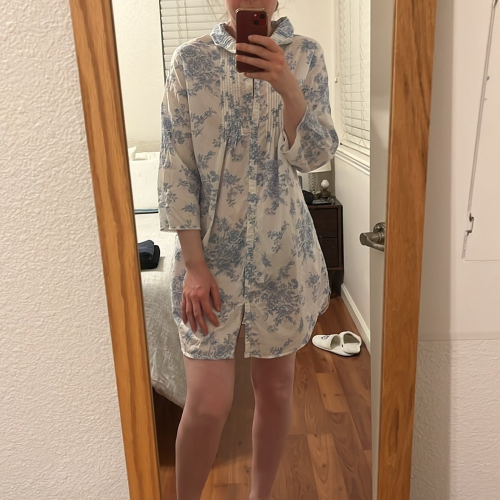 Laura Ashley flower button floral button up nightgown